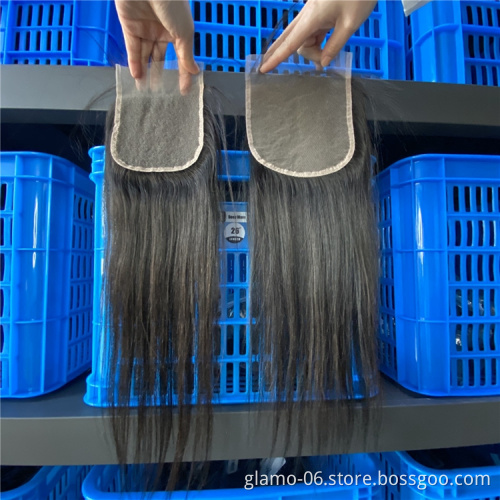 virgin hair straight style 4x4 natural hairline brazilian lace closure with hair bundles
